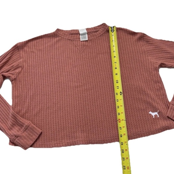 Victoria’s Secret PINK Waffle Knit Cropped Long Sleeve Top XS Mauve Lounge - Picture 5 of 7